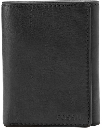 Fossil Ingram Leather Trifold With Id Window Wallet - Black