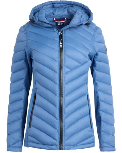 Reebok Lightweight Quilted Puffer Parka Coat With Flex Stretch Panels – Casual Jacket For - Blue