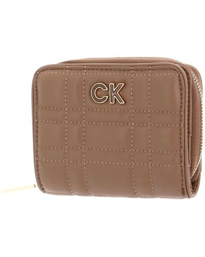 Calvin Klein Re-Lock Quilt Zip Around Wallet Safari Canvas - Braun