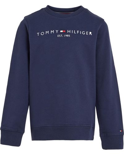 Tommy Hilfiger Infantil Sudadera Essential Sweatshirt sin Capucha - Azul