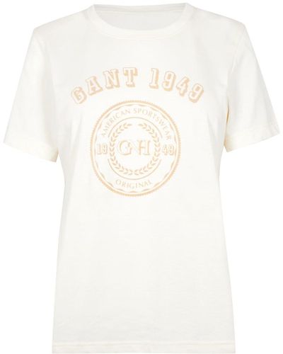 GANT S Tonal Graphic T-shirt Cream M - White