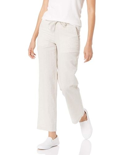 Amazon Essentials Linen Blend Drawstring Wide Leg Trouser - White