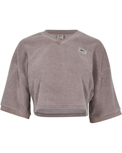 Reebok S Cl Ndtrry Crop T-shirt Taupe S - Grey