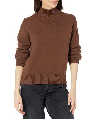 Amazon Essentials Pullover aus Baumwolle mit hohem Stehkragen - Braun