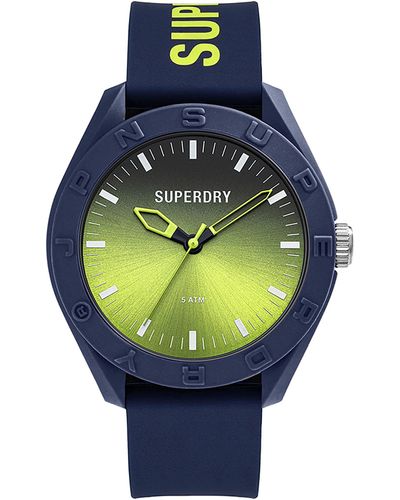 Superdry Erwachsene analog Quarz Uhr mit Silikon Armband SYG321UN - Blau
