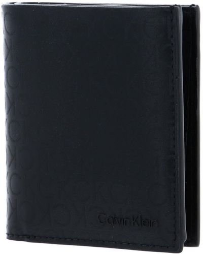 Calvin Klein Daily Tech Trifold 6cc W / Magcoin Black Tonal Mono - Zwart