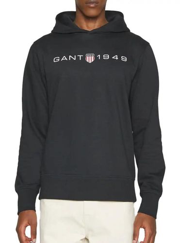 GANT Printed Graphic Hoodie Hooded Sweatshirt - Black