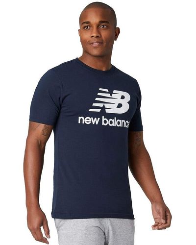 New Balance Essentials Stacked Logo T-Shirt - Blu