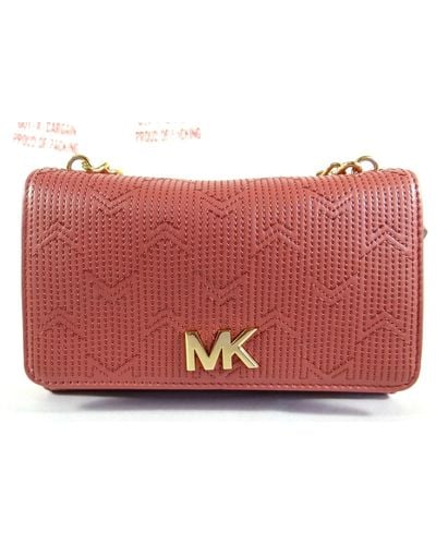 Michael Kors Michael Deco M Quilted Rosegold Leather Belt Bag - Red