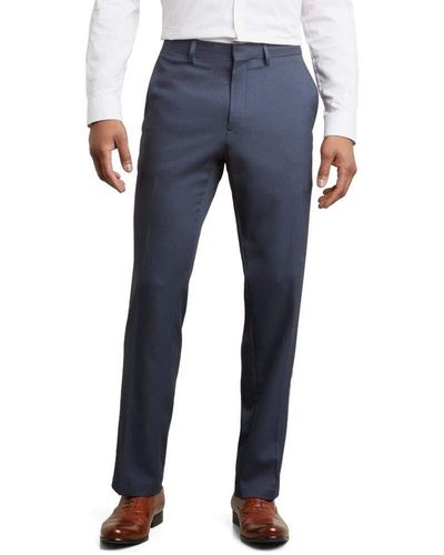 Kenneth Cole Stretch Modern-fit Flat-front Pant - Blue