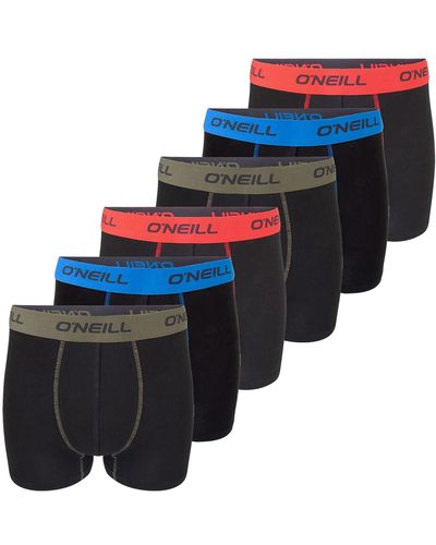 O'neill Sportswear Boxer Shorts Plain Sports Boxer M L Xl Xxl 95% Cotton Trunk Underwear Without Fly Pack Of 6 Black Red Blue