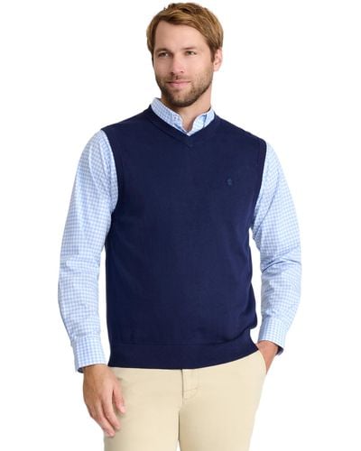 Izod Fine Gauge V-neck Sweater Vest - Blue