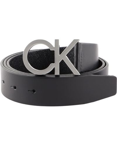 Calvin Klein Hombre Cinturón Ck Buckle Belt 3.5 cm Cinturón de Cuero - Negro