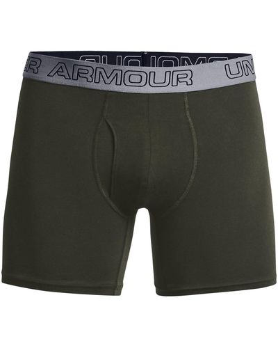 Under Armour Men's Charged Cotton Stretch 6" Boxerjock - 3-pack, Artillery Green/steel, Xxx-large - Grey