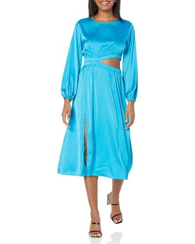 The Drop Jacob Long Sleeve Cutout Midi Dress - Blue