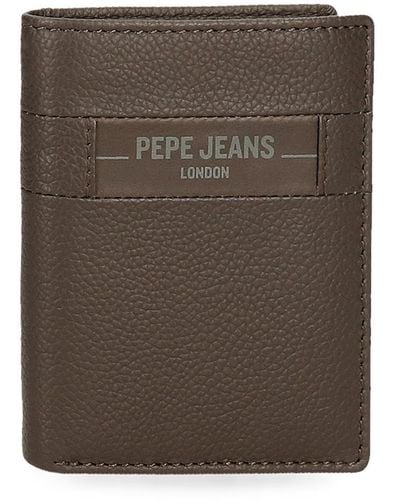 Pepe Jeans Checkbox Portefeuille Vertical avec Porte-Monnaie Marron 8,5 x 10,5 x 1 cm Cuir