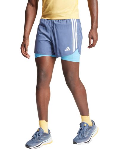 adidas Performance Laufshorts Own the Run 3-Streifen -- IK4980 2-in-1-Shorts von adidas aus feuchtigkeitsabsorbierenden AEROREADY - Blau