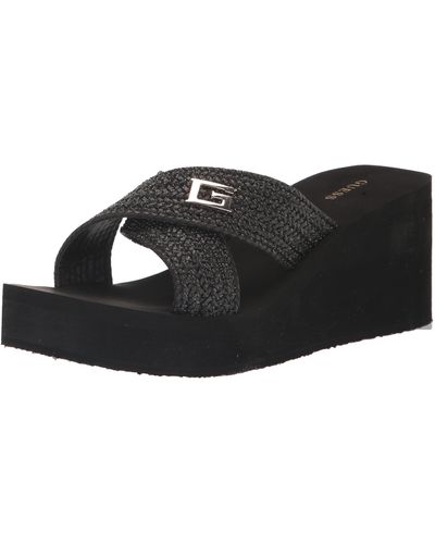 Guess Danvi Woven Mid Wedge Eva Slide With Logo Hardware - Black