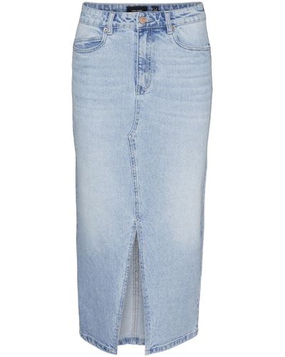 Vero Moda Sommerrock VMVERI HR CALF DENIM SKIRT GA MIX N - Blau