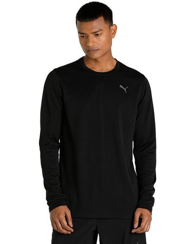 PUMA Tailored Fit Tops T-Shirt d'entraînement à ches Longues Studio Waffle L Black - Noir