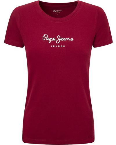 Pepe Jeans Nieuw Virginia Ss N T-shirt Voor - Rood