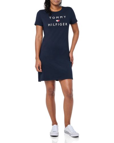 Tommy Hilfiger T-shirt Short Sleeve Cotton Summer Dresses For - Blue