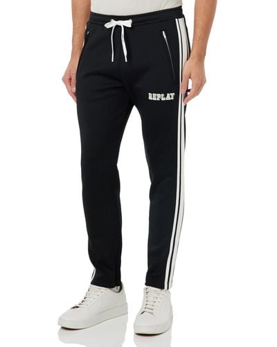 Replay M9964 Technical Fleece Casual Trousers - Black