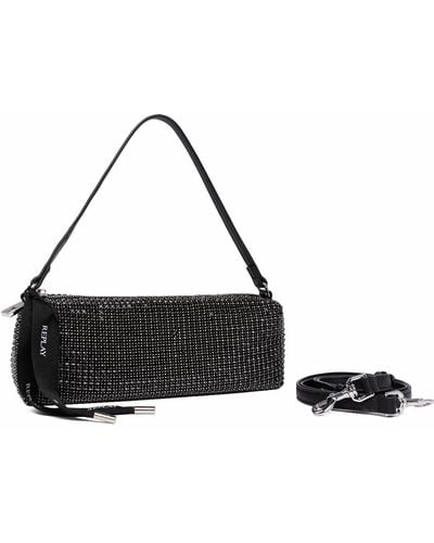 Replay Women's Handbag With Glitter Stones - Black