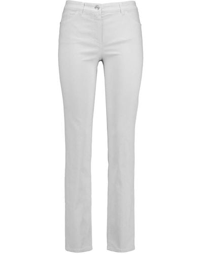 Gerry Weber 5-Pocket Jeans Straight Fit Kurzgröße Hose Jeans lang unifarben - Grau
