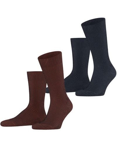 Esprit Vertical Stripe 2-pack M So Cotton Patterned 2 Pairs Socks - Blue