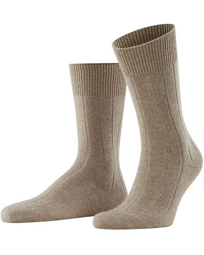 FALKE Socken Lhasa Rib - Merinowoll-/Kaschmirmischung, 1 Paar, Braun (Nutmeg Melange 5410), Größe: 39-42 - Natur