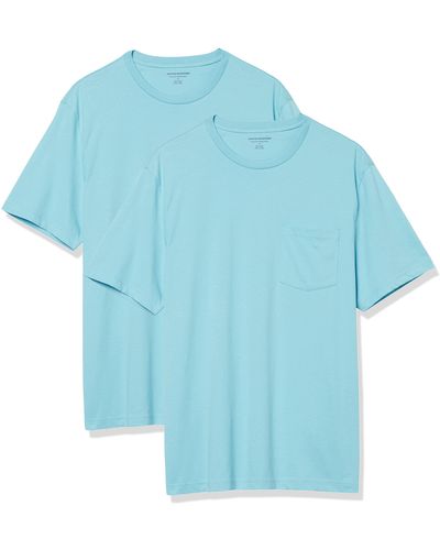 Amazon Essentials Camiseta de ga Corta con Bolsillo - Azul