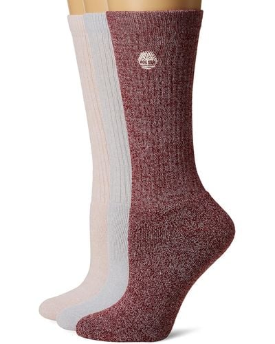Timberland 3-pack Ribbed Full Comfort Boot Casual Socks - Red