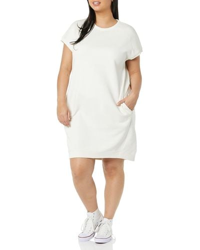 Goodthreads Heritage Fleece Short-sleeve Cocoon Dress With Pockets - White