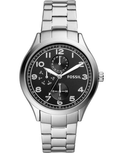 Fossil Bq2484 Stainless Steel Quartz Watch Silver Bracelet - Metallic