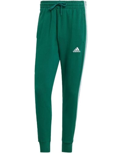 adidas Essentials French Terry Tapered Cuff 3-Stripes Pants Joggers - Verde