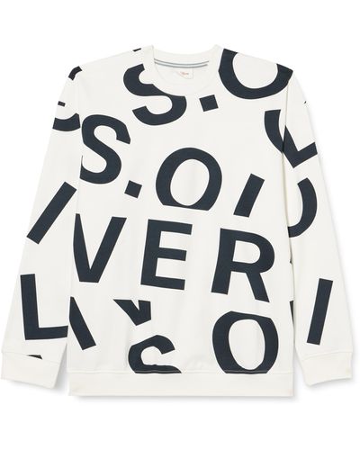 S.oliver Sweatshirt mit Logo Allover Print - Weiß