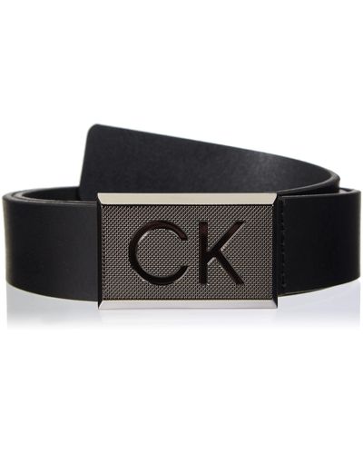 Calvin Klein Round Mono Plaque Belt 35MM Monogramm Gürtel - Schwarz