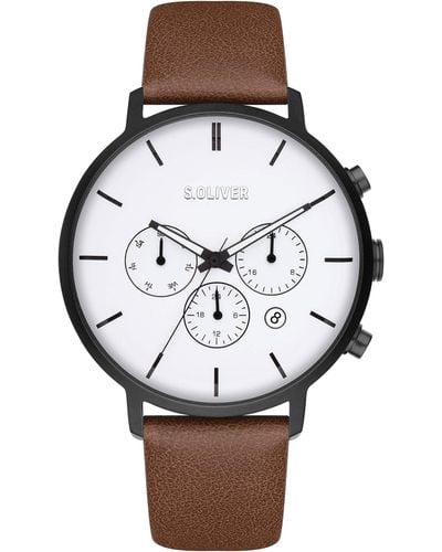 S.oliver Time Analog Quarz Uhr mit Kunstleder Armband SO-4167-LM - Mehrfarbig