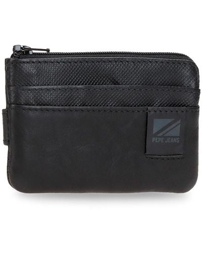 Pepe Jeans Topper Monedero con Tarjetero Negro 11x7x1,5 cms Piel