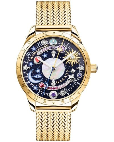 Thomas Sabo Watch Cosmic Amulet With Dial In Dark Blue Yellow Gold-coloured Stainless Steel - Metallic