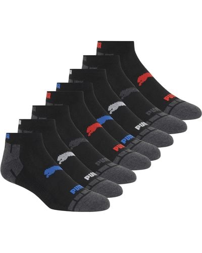 PUMA Mens 8 Pack Low Cut Running Socks - Black