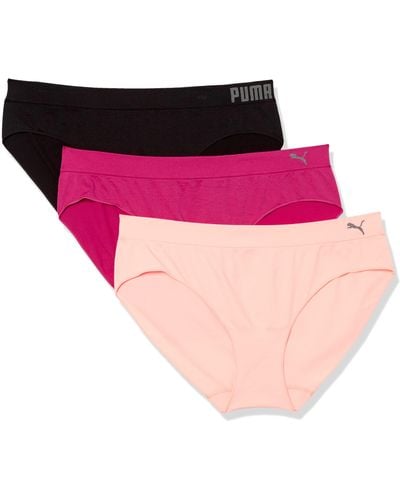 PUMA Womens Plus Size 3 Pack Seamless Bikini Style Underwear - Multicolor