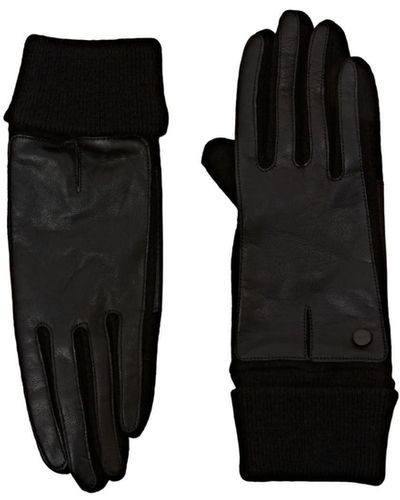 Esprit Handschoenen Van Leer En Een Gebreide Wolmix - Zwart