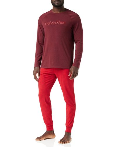 Calvin Klein L/S Pant Set di Pigiama - Rosso