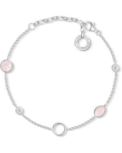 Thomas Sabo Charm Bracelet Pink Stones 925 Sterling Silver X0272-035-7 - Metallic