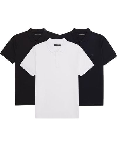 French Connection Regular Fit Polo And Style In A Value Pack Of 3 Exquisite Shirts - Black