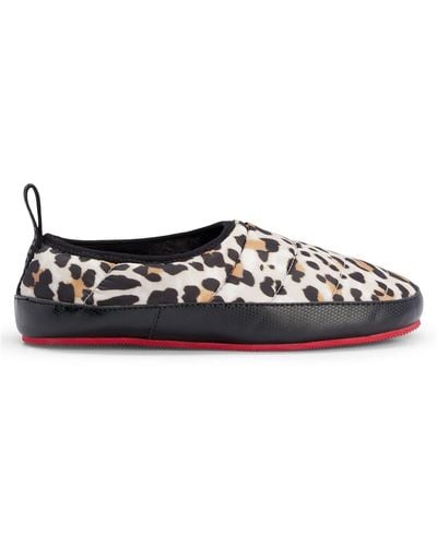 HUGO Animal-print Slippers With Rubber Sole And Logo Trim - White