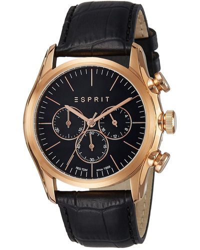 Esprit Armbanduhr Analog - Quartz - Leder - schwarz
