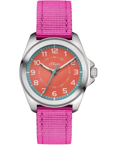 S.oliver Armbanduhr Analog Quarz Textil SO-3400-LQ - Pink